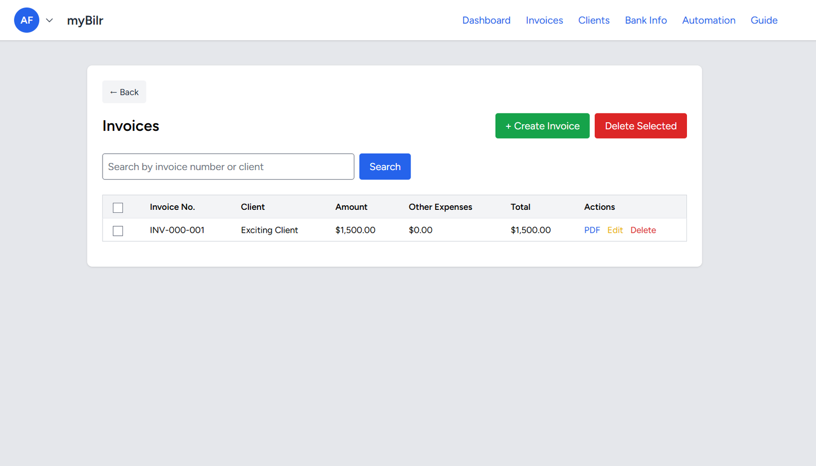myBilr App Screenshot